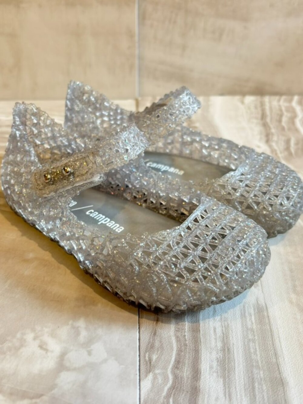 Mini Melissa Campana Glitter Jelly Flats Mary Jane Youth Size 4